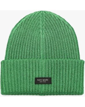 Kate Spade Metallic Sam Label Beanie - Green