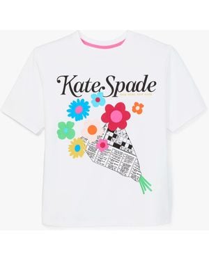 Kate Spade Floral Newspaper Tee - White