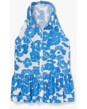 Kate Spade Tropical Foliage Embroidered Top - Blue