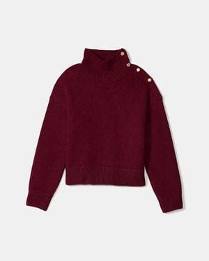 Kate Spade Turtleneck With Bauble Buttons - Red