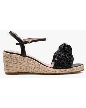 Kate Spade Leandra Raffia Wedge Sandals - Black