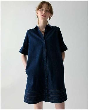 Kate Spade Denim Trapunto Mini Shirt Dress - Blue