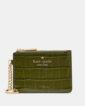 Kate Spade Outlet Croc Embossed Key Ring Card Holder - Green