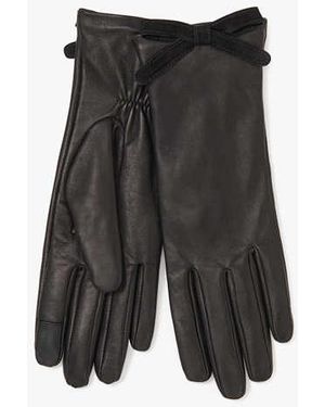 Kate Spade Embellished Bow Leather Gloves - Black