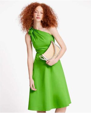 Kate Spade Poplin One-Shoulder Sabrina Dress - Green
