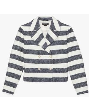 Kate Spade Sailor Stripe Tweed Moto Jacket - Black