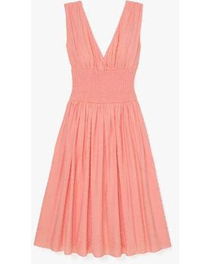 Kate Spade Swiss Dot Smocked Midi Dress - Black