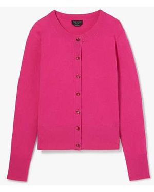 Kate Spade Cashmere Crewneck Cardigan - Pink