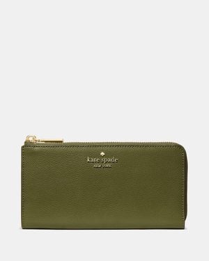 Kate Spade Outlet Large Slim L-Zip Wallet - Green