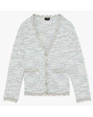 Kate Spade Scalloped Tweed Cardigan - Black