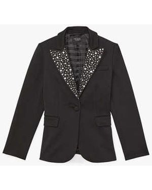Kate Spade Embellished Tweed Blazer - Black