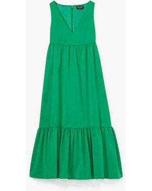 Kate Spade Faille V-Neck Midi Dress - Green