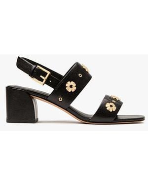 Kate Spade Flower Stud Block Heels - Black