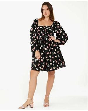 Kate Spade Floral Waltz Square-Neck Dress - Black