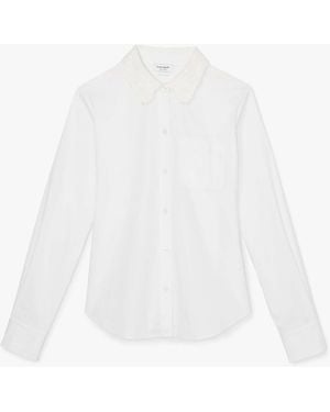Kate Spade Outlet Daisy Lace Collar Button Up Shirt - Black