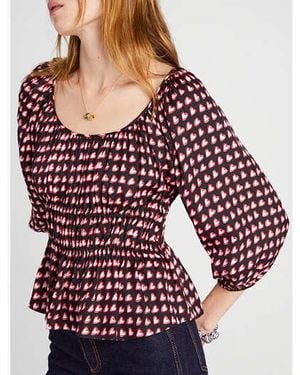 Kate Spade Fancy Hearts Long-Sleeve Riviera Top - Black