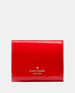Kate Spade Outlet Patent Small L-Zip Flap Wallet - Red