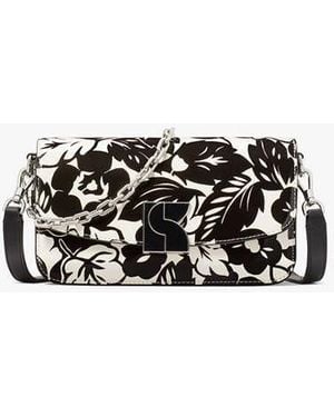 Kate Spade Dakota Tropical Foliage Patent Leather Small Crossbody - Black