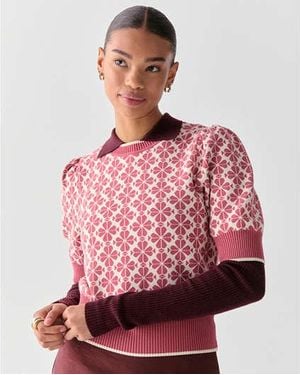 Kate Spade Flower Puff Sleeve Sweater - Red
