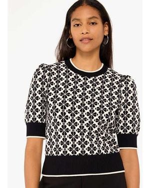 Kate Spade Flower Puff Sleeve Sweater - Black