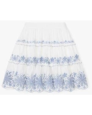 Kate Spade Floral Embroidered Tiered Mini Skirt - White