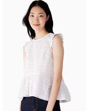 Kate Spade Eyelet Flounce Top - Black