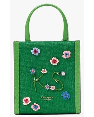 Kate Spade Manhattan Floral Appliqué Chenille Mini Tote, Watercress - Green