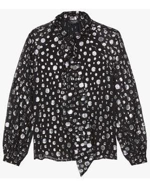 Kate Spade Space Dot Tie-Neck Shirt - Black