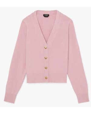 Kate Spade Heart Button V-Neck Cardigan - Black