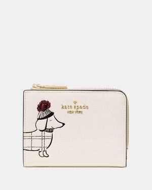 Kate Spade Outlet Charlie Dachshund Small L-Zip Wallet - White