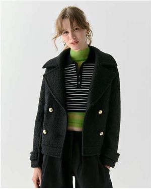 Kate Spade Wool Cropped Peacoat - Black