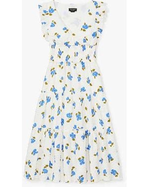 Kate Spade Painterly Bouquet Tiered Midi Dress - Black