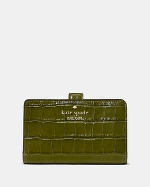 Kate Spade Outlet Croc Embossed Medium Bifold Wallet - Green