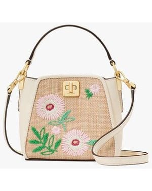 Kate Spade Phoebe Straw Mini Top Handle Crossbody, Natural - Black
