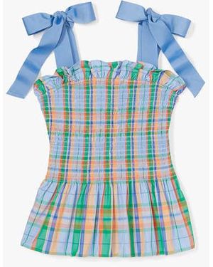 Kate Spade Sunshine Madras Smocked Top - Blue