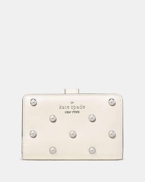 Kate Spade Outlet Studded Medium Bifold Wallet - White