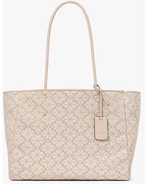 Kate Spade Flower Jacquard Large Everything Tote, Natural - Black