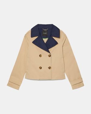 Kate Spade Outlet Colorblocked Crop Trench - Black