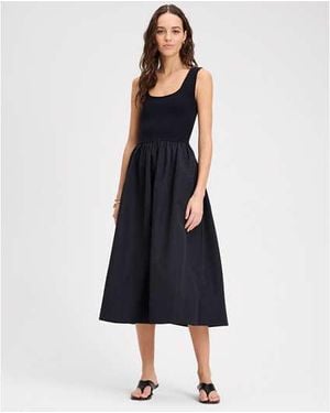 Kate Spade Mixed Media Midi Dress - Black
