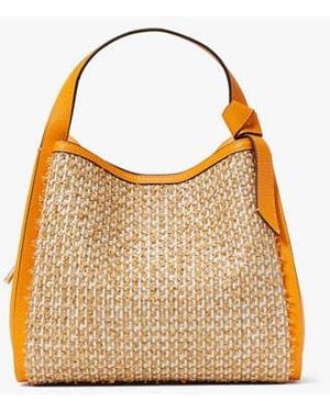 Kate Spade Knott Raffia Tweed Medium Crossbody Tote, Sunset Blaze - Black