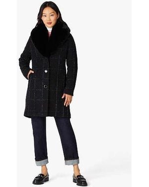 Kate Spade Lurex Plaid Wool Coat - Black