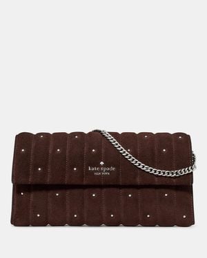 Kate Spade Outlet Scarlett Quilted Suede Wallet On Chain - Brown