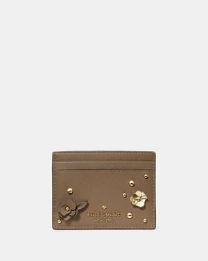 Kate Spade Outlet Smooth Embellishment Small Slim Card Holder - Natural