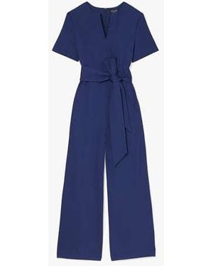 Kate Spade Ponte Split-Neck Jumpsuit - Blue