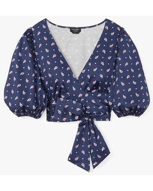 Kate Spade Paisley Foulard Wrap Top - Blue