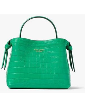 Kate Spade Knott Croc-Embossed Medium Top-Handle Bag - Green