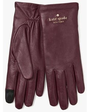 Kate Spade Floating Logo Leather Gloves - Purple