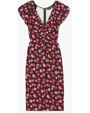 Kate Spade Fall Poppies Ruched Ponte Dress - Red