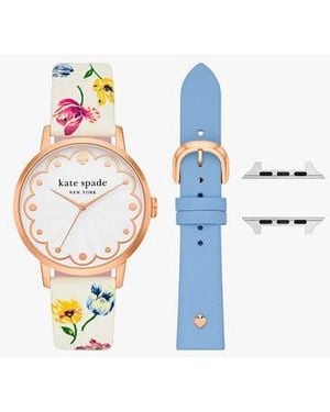 Kate Spade Floral Leather Cross Compatible 38/40/41Mm Band Set For Apple Watch - Black