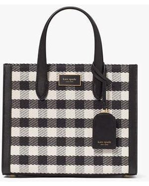 Kate Spade Manhattan Gingham Tweed Fabric Small Tote - Black